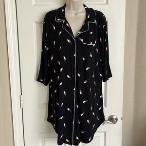 Torrid Size 00 Black Button Down Sleep Shirt Dress